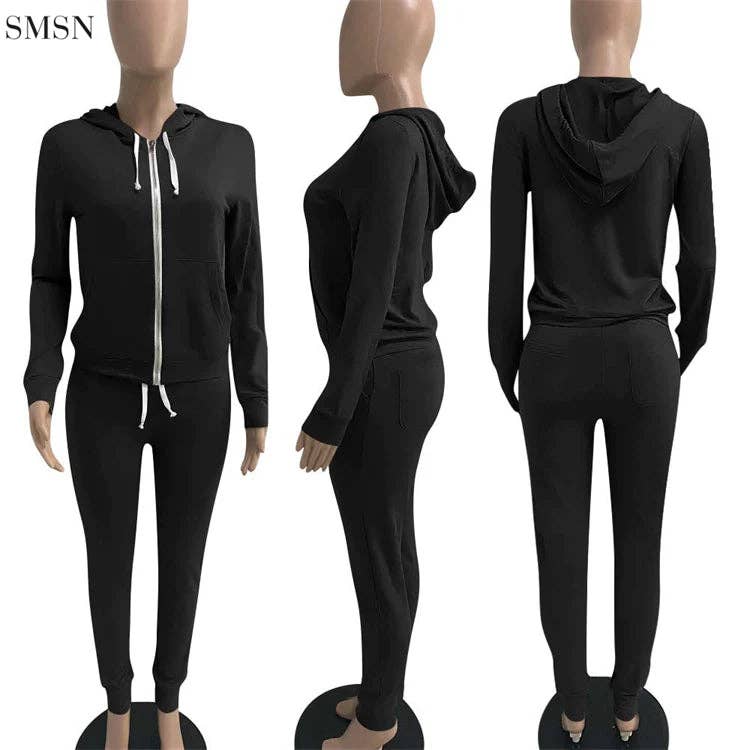 MB Fashion Wholesale - Wholesale Top & Pant Set (NOT Loungewear) - Women's - MB FASHION Zip-Up Hoodie and Jogger Pants Set 12489R28