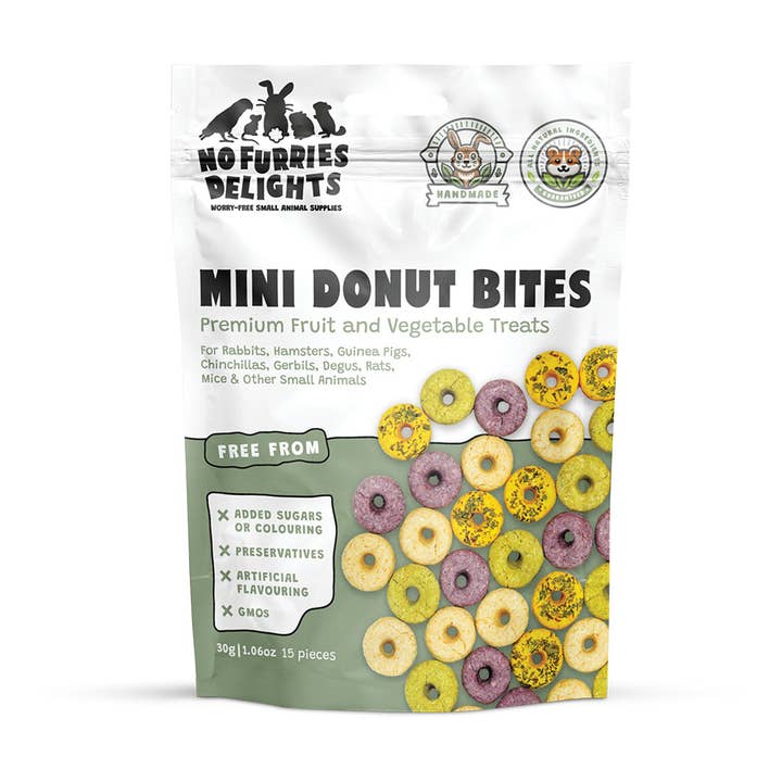No Furries Delights - Wholesale Pet Supplement - Not Cat/Dog - Mini Donut Variety Pack (15pcs | 30g | 1.06oz)