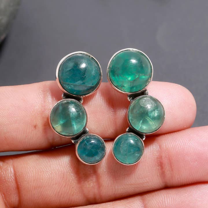 AG 925 JEWELLERY - Wholesale Stud/Post Earrings - 925 Silver Fluorite Cluster Stud Earrings1