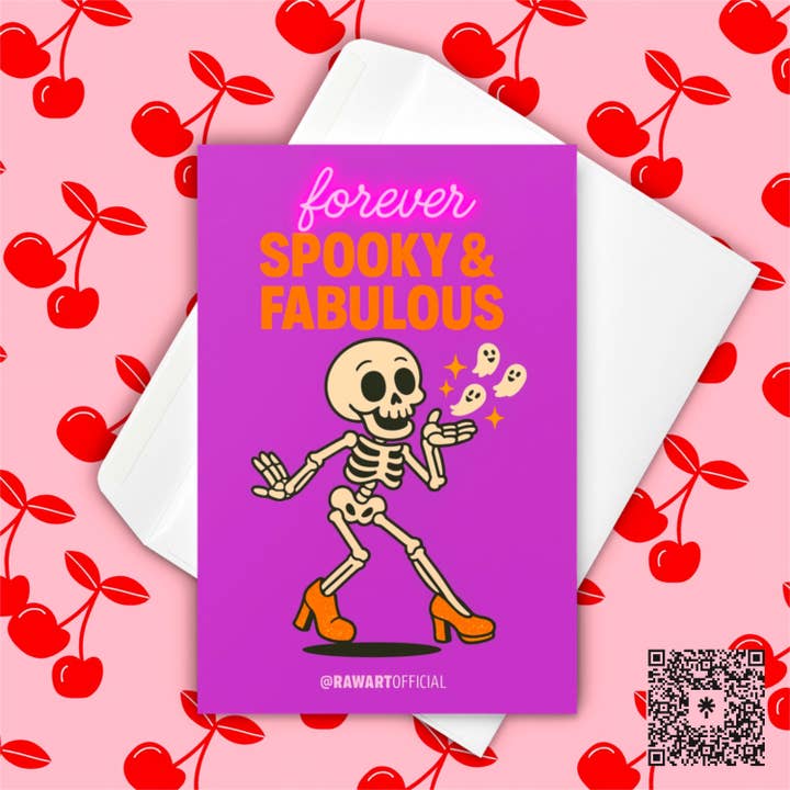 Carte d'Halloween Éternellement Effrayante & Fabuleuse | Carte de Vœux Squelette Amusante pour la vente par Hot Mess Paper Co.