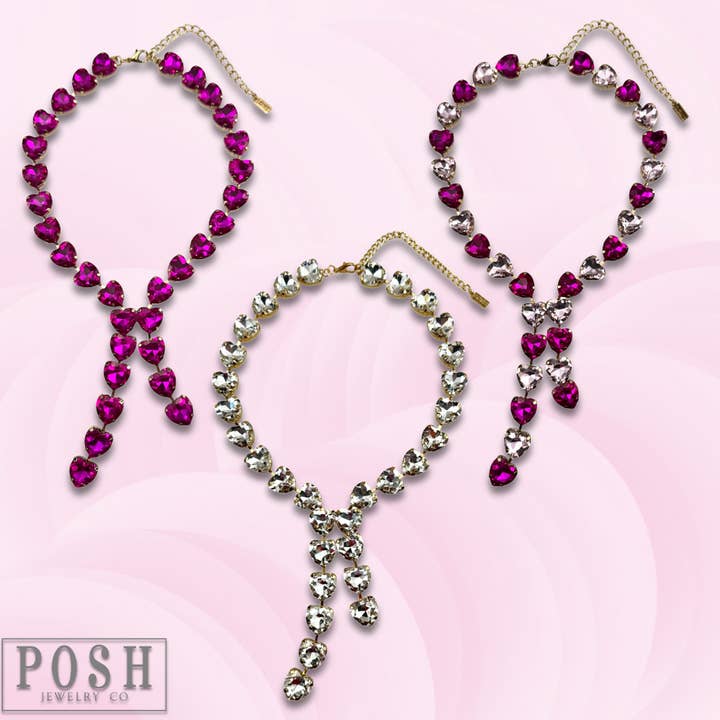 Pink Panache Brands - Wholesale Y-Neck/Lariat Necklace - Rhinestone heart lariat necklace6