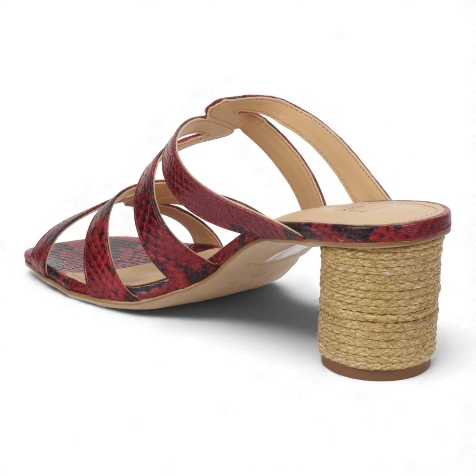 Red Multi Slide Mule Sandals Leather, Snake Imprint 59010 for wholesale on Faire1