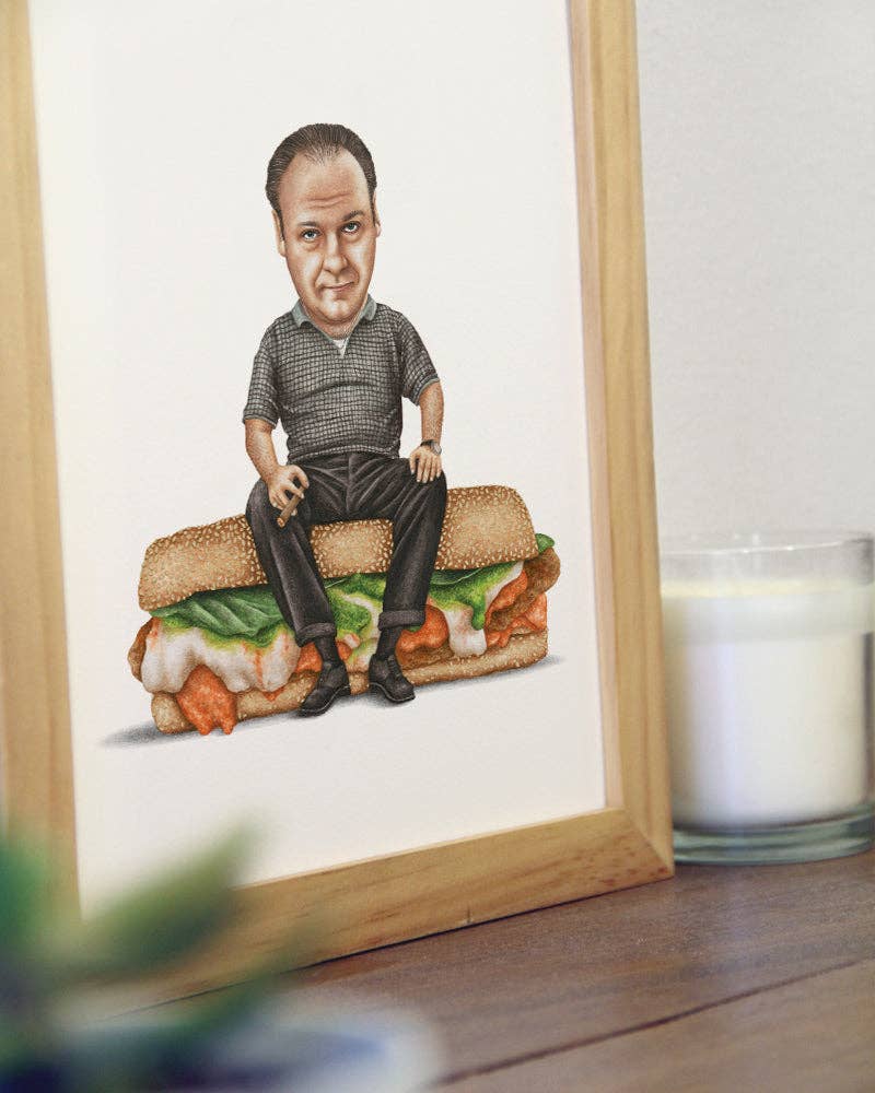 Celebs on Sandwiches - Wholesale Art Print - Tony Soprano #2 - Sopranos - Watercolor Print3