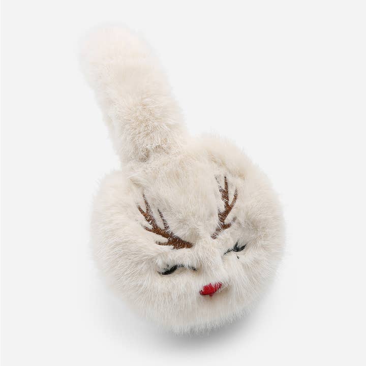 REINDEER Faux Fur Embroidered Earmuffs for wholesale on Faire