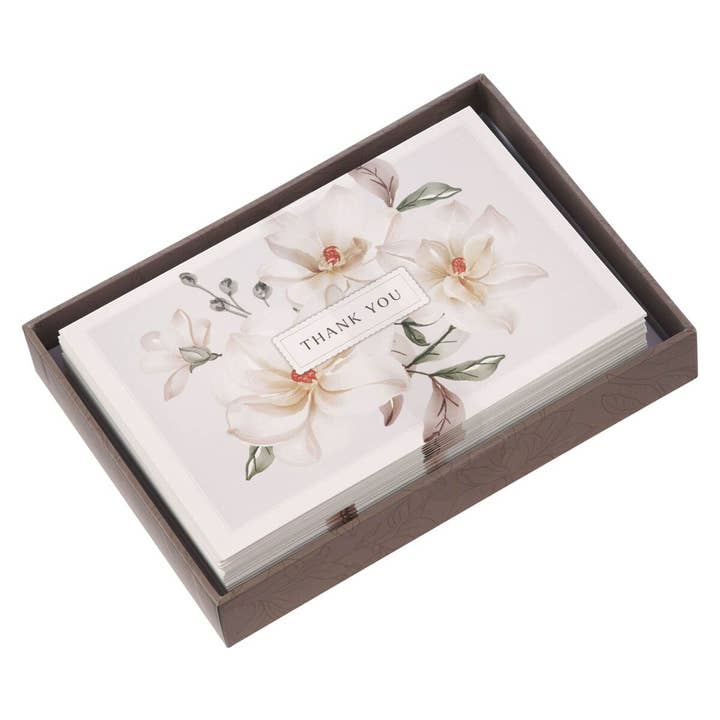 Boxed Cards Thank You White Floral for wholesale by Christian Art Gifts