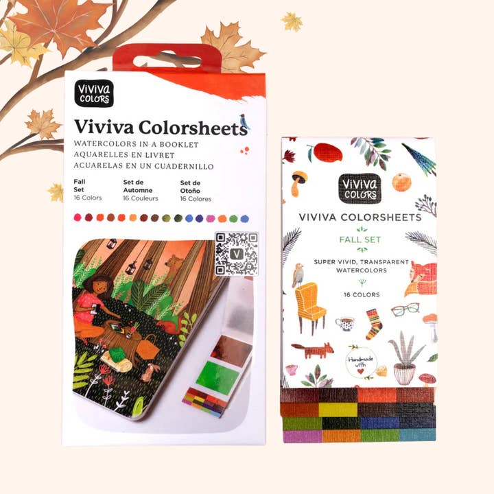 Autumn/Fall Colorsheets - 16 Handmade Watercolors for wholesale by Viviva Colors