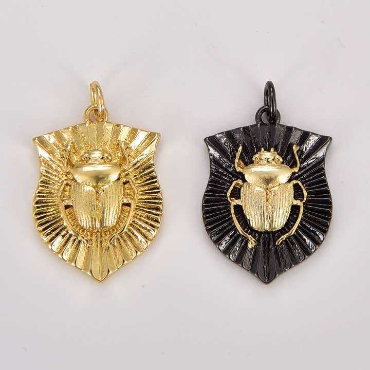 Gold Filled Scarab Beetle Charm, Bug Insect Pendant, CP1794 for wholesale by Beads Creation