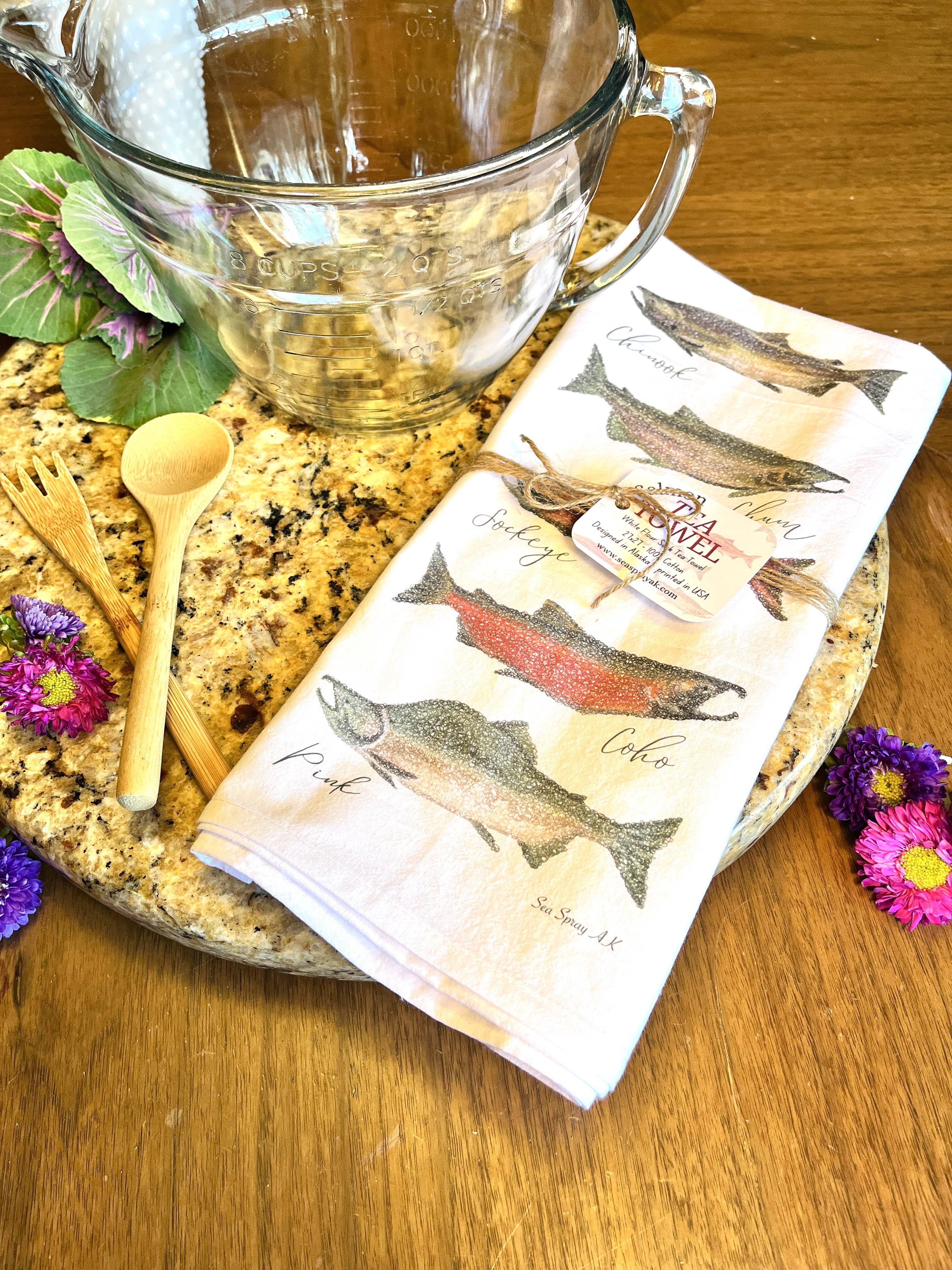 Sea Spray AK - Wholesale Tea Towel - Salmon Tea Towel, Cotton, Kitchen  2