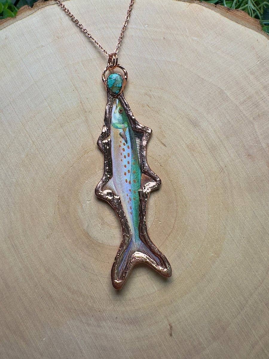 Copper Ashes - Wholesale Pendant/Charm Necklace - Spanish Mackerel and Turquoise Necklace0