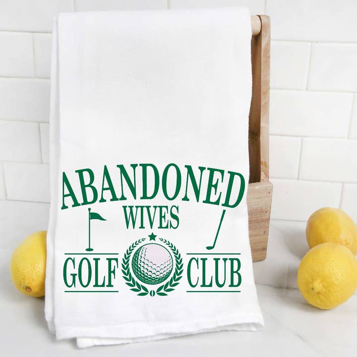 Abandoned Wives Golf Club Tea Towel for wholesale by The Preppy Pineapple Home