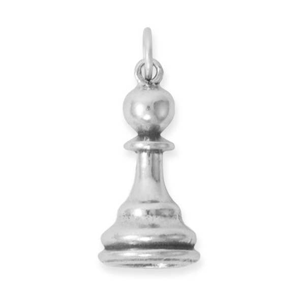 Oxidized 3D Pawn Chess Piece Charm for wholesale by Silver Stars Collection