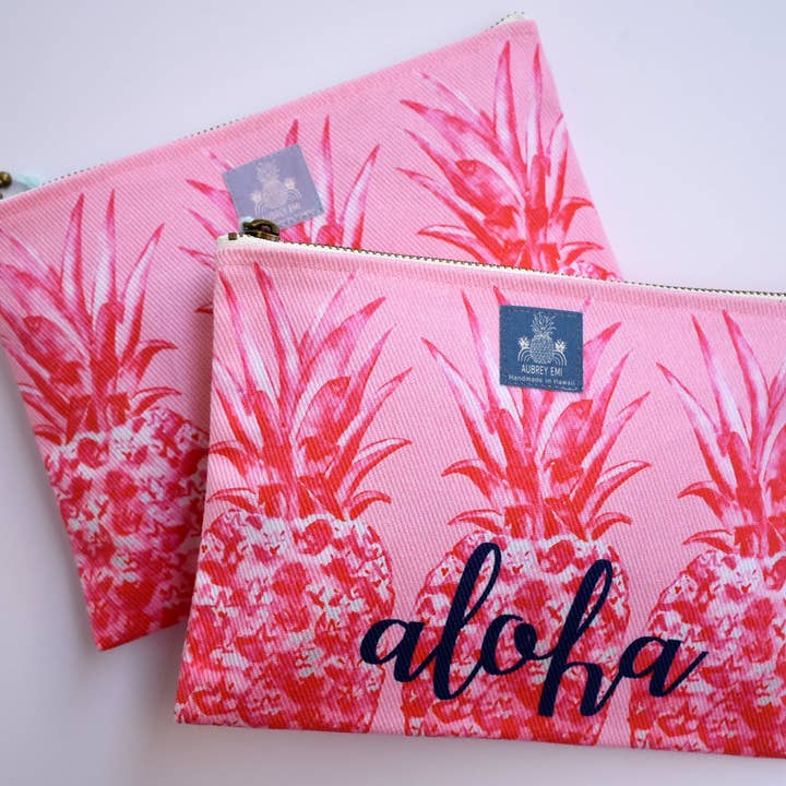 Aubrey Emi Designs - Venta al por mayor Bolso pequeño - Mujer - Piñas rosadas con aloha, bolsa pequeña