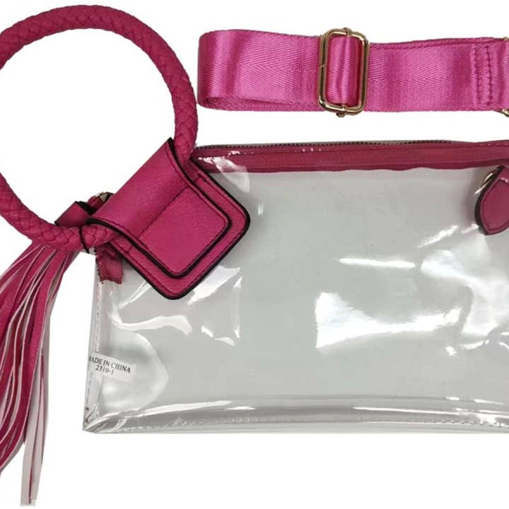 MiMi Wholesale - Wholesale Clutch Bag - Women's - AD205T See Through Clear Cuff Handle Tassel Wrislet Clutch11