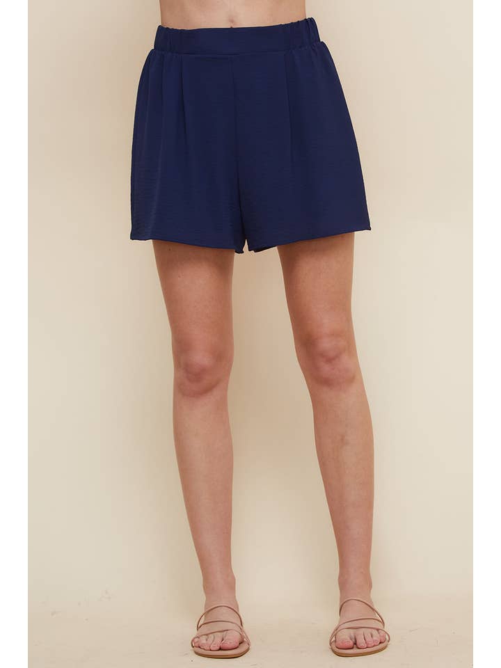 Saints & Hearts - Wholesale Shorts – Women’s - SP6119B NAVY SHORTS WITH TEXTURED FABRIC AND DARTS1