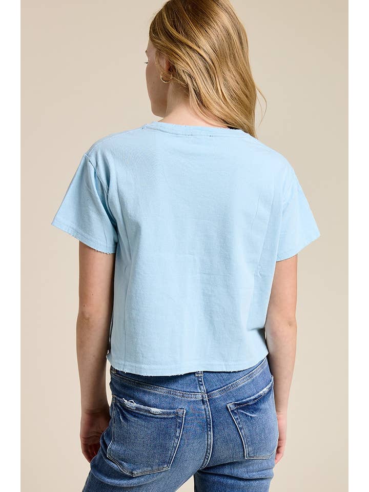 Zutter - Wholesale Screen Printed T-Shirt - Women's - PUFF' Cow Skull Howdy Graphic S/S Seamless Faux Crop9