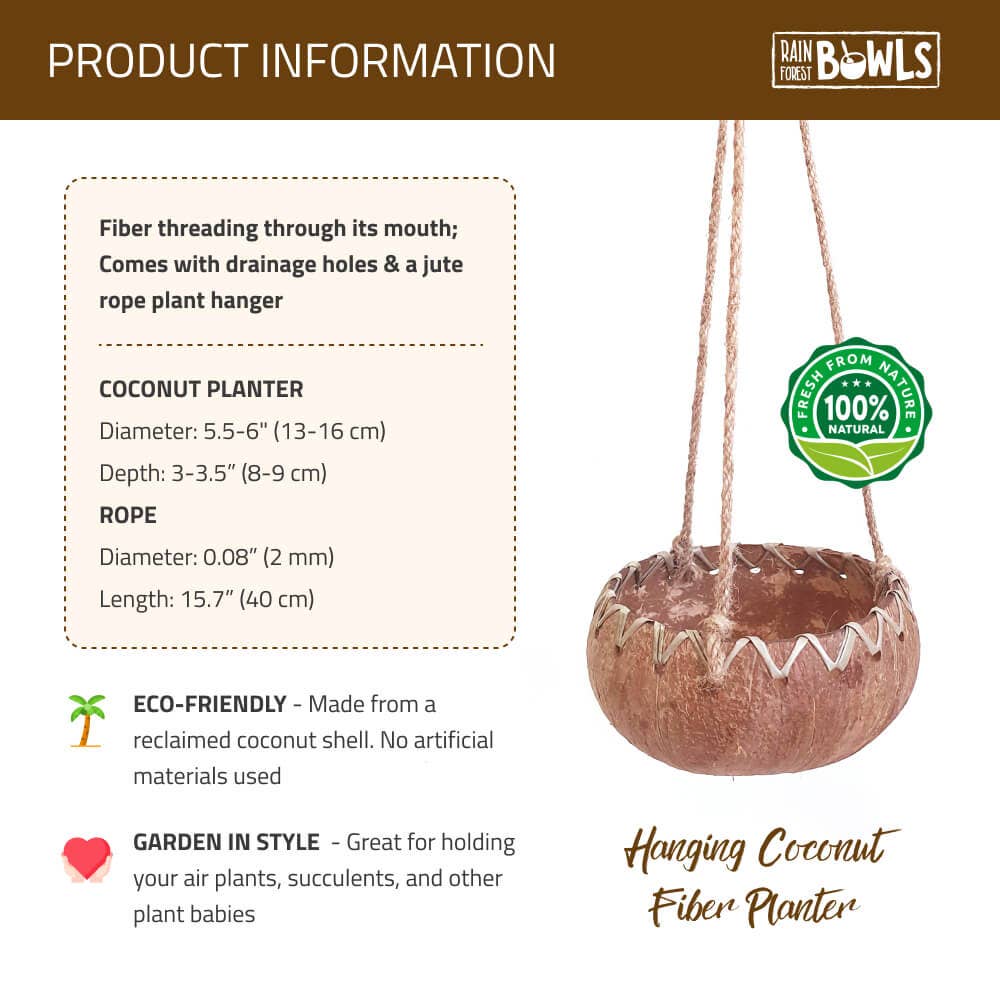Rainforest Bowls - Wholesale Hanging Planter - Hanging Fiber Coconut Planter9