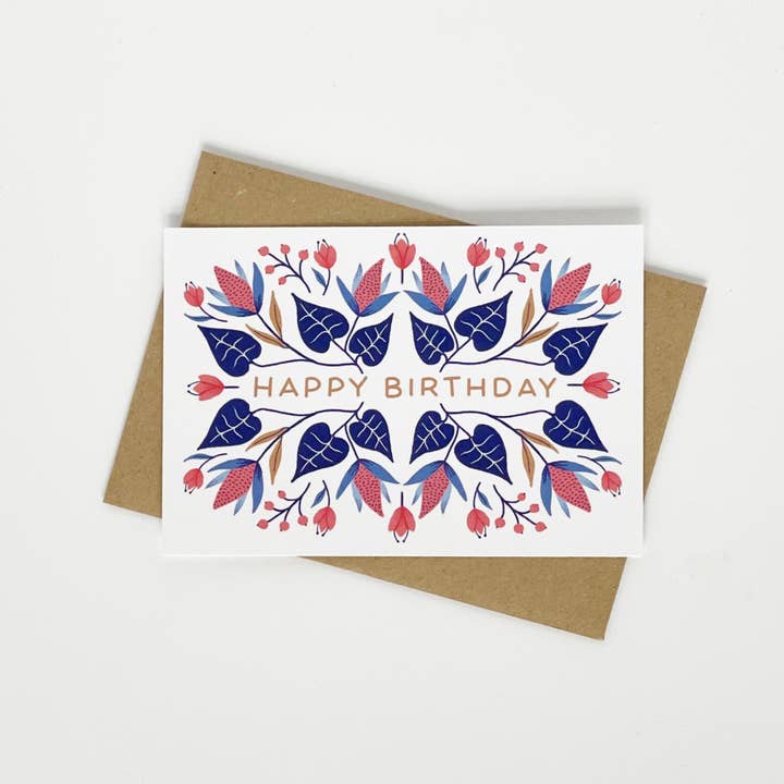 Lomond Paper Co - Vente Cartes d'anniversaire - Joyeux Anniversaire - Motif floral d'hiver2