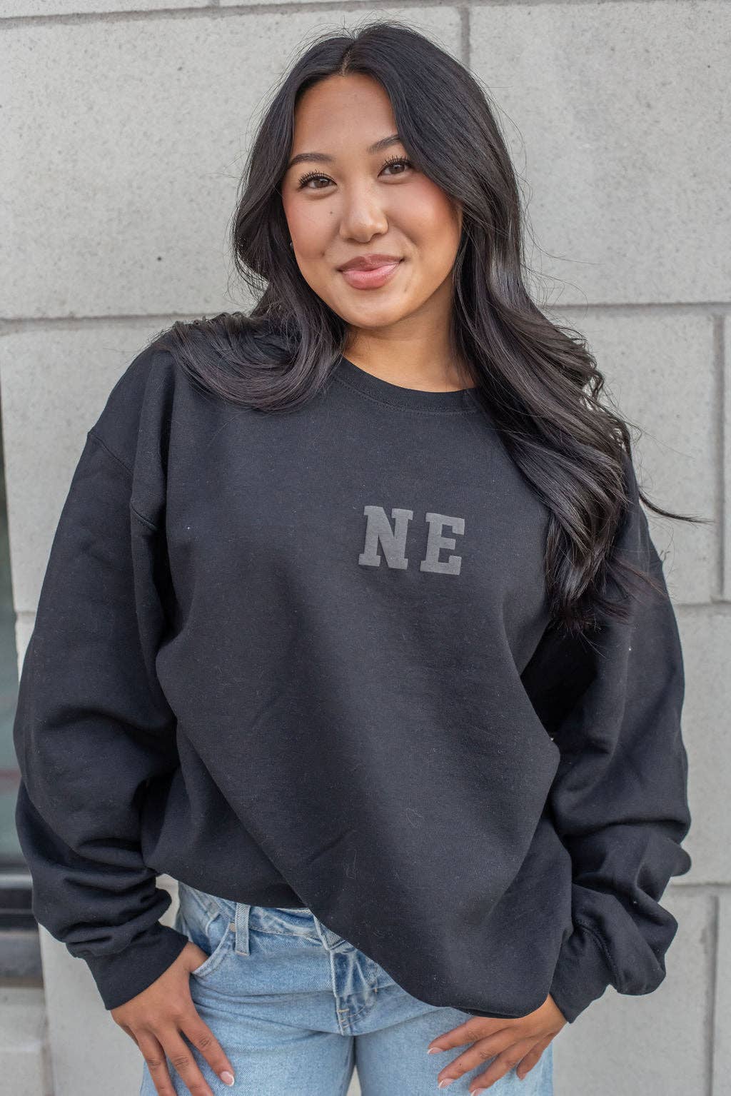 NE Crewneck Sweatshirt - Black for wholesale on Faire4