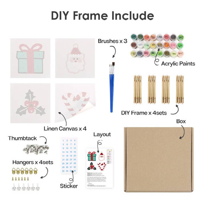 Paint Your Numbers – wholesale DIY craft kit – Holiday Treasures 4 Pack Mini Paint by Numbers Kit11