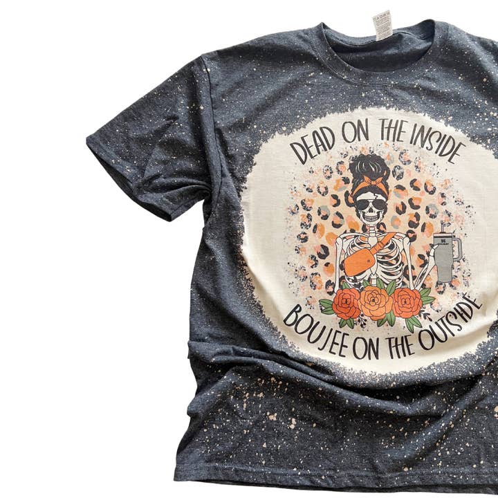 Dead Inside but Kinda Boujee gebleichtes T-Shirt Skellie Tee für den Großhandel von Bonita Wholesale Store