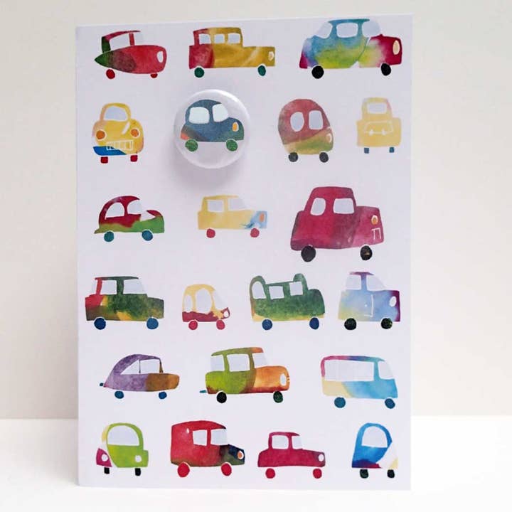 The Black Rabbit - Wholesale Gewone wenskaart - Wenskaart met badge - Cars pick n mix1