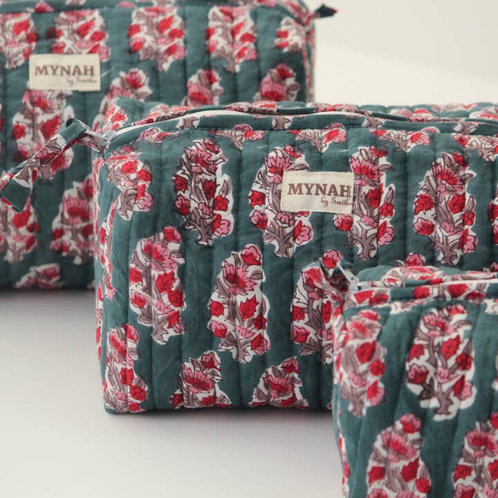 Emerald motif print travel/make up/organizer/bag-Set of 3 for wholesale by MYNAHbySmitha