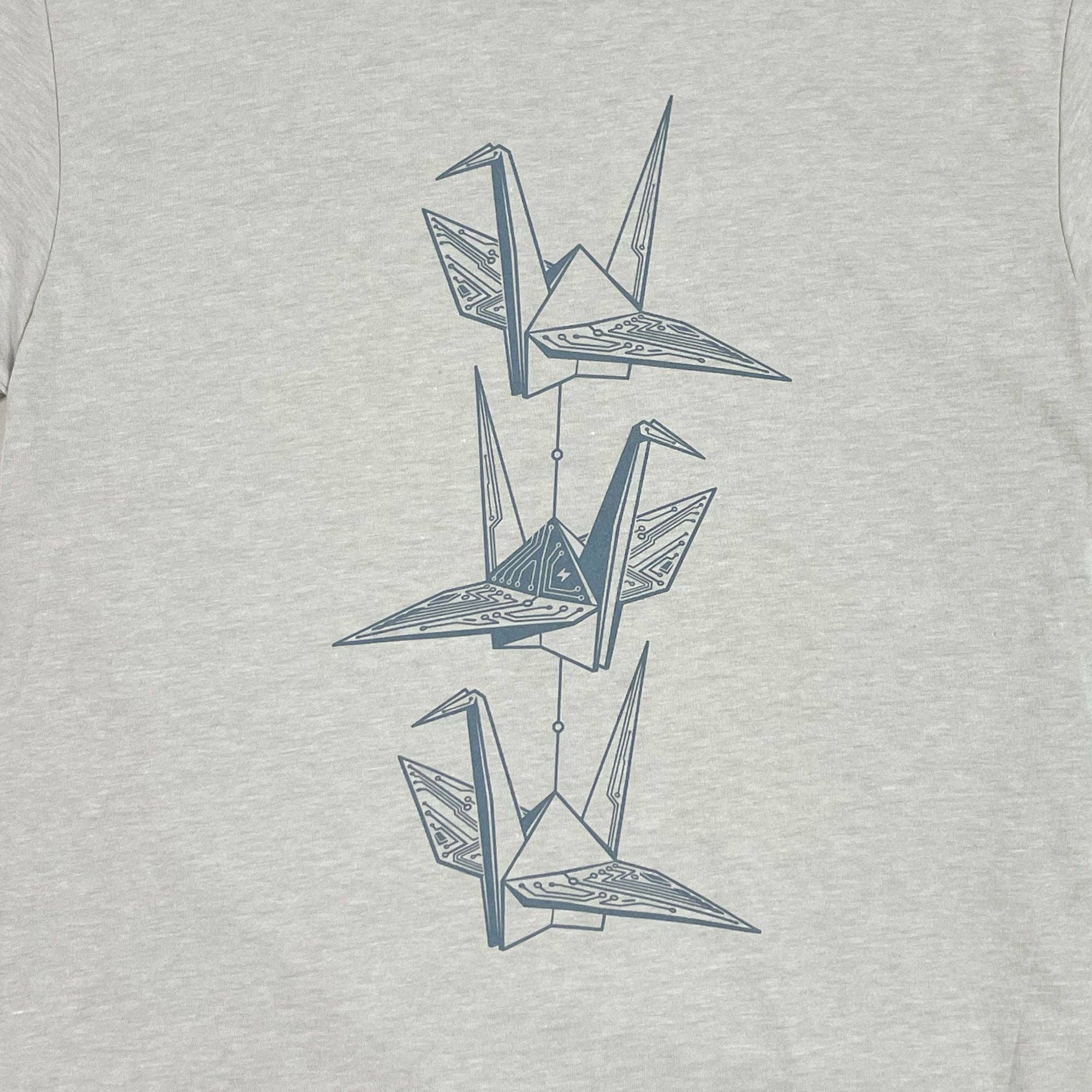 STORY SPARK - Wholesale Screen Printed T-Shirt - Unisex - TECH-GAMI - Techy Origami Cranes Graphic T-shirt1