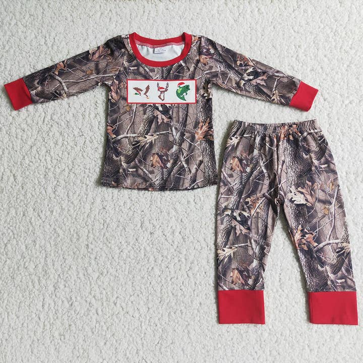 Aier Wholesale - Wholesale Sleepwear Set - Kids - Boys Christmas hunting camo pajamas sets