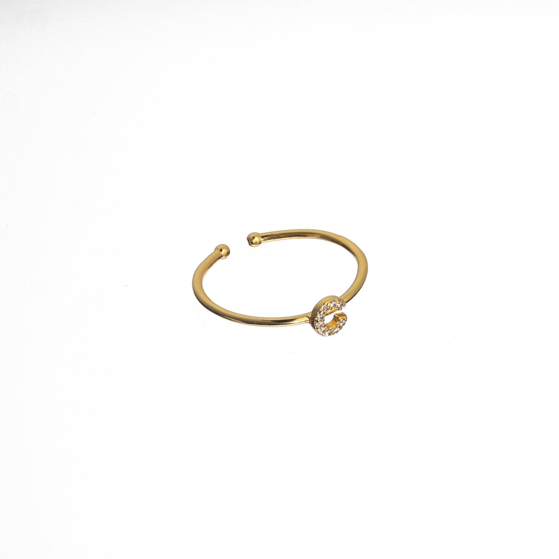 Brenda Grands Jewelry - Wholesale Band/Stacked Ring - 18K Gold Shiny Adjustable Initial Ring5