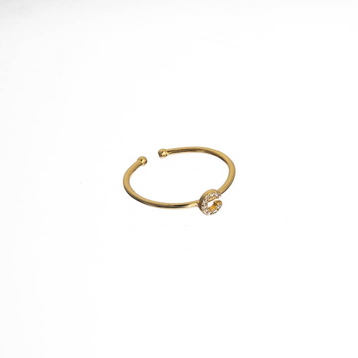Brenda Grands Jewelry - Wholesale Band/Stacked Ring - 18K Gold Shiny Adjustable Initial Ring5