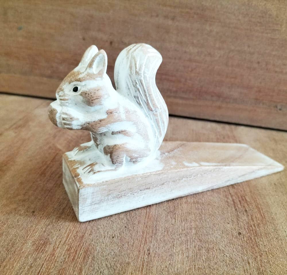 Ancient Wisdom - Wholesale Door Stop - Hand carved Doorstop - Squirrel1