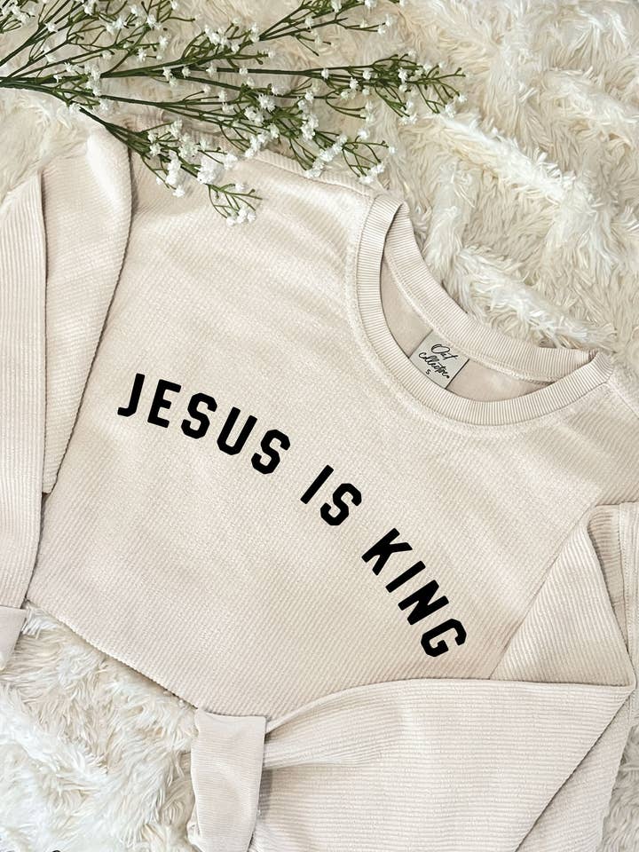JESUS IS KING Beskåret Termisk Vintage Pullover for engroshandel hos OAT COLLECTIVE