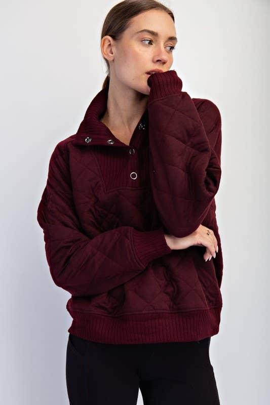 Sunday Morning - Venta al por mayor Sudadera - Mujer - T350037-Pulóver Acolchado de Manga Larga con Broches15