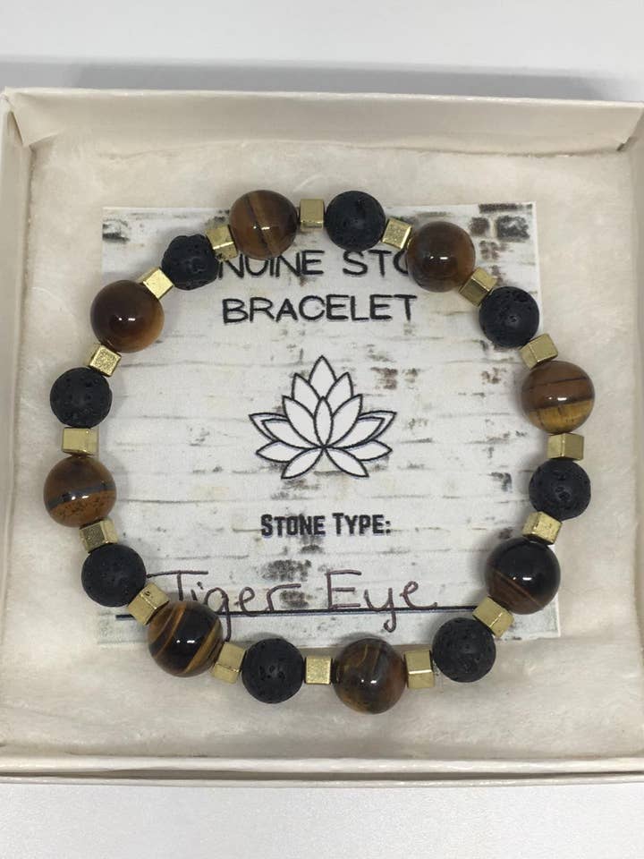 Aromatherapie-Lavastein-Kristall-Armband - Tigerauge für den Großhandel von Fresh Coast Rock Co. LLC