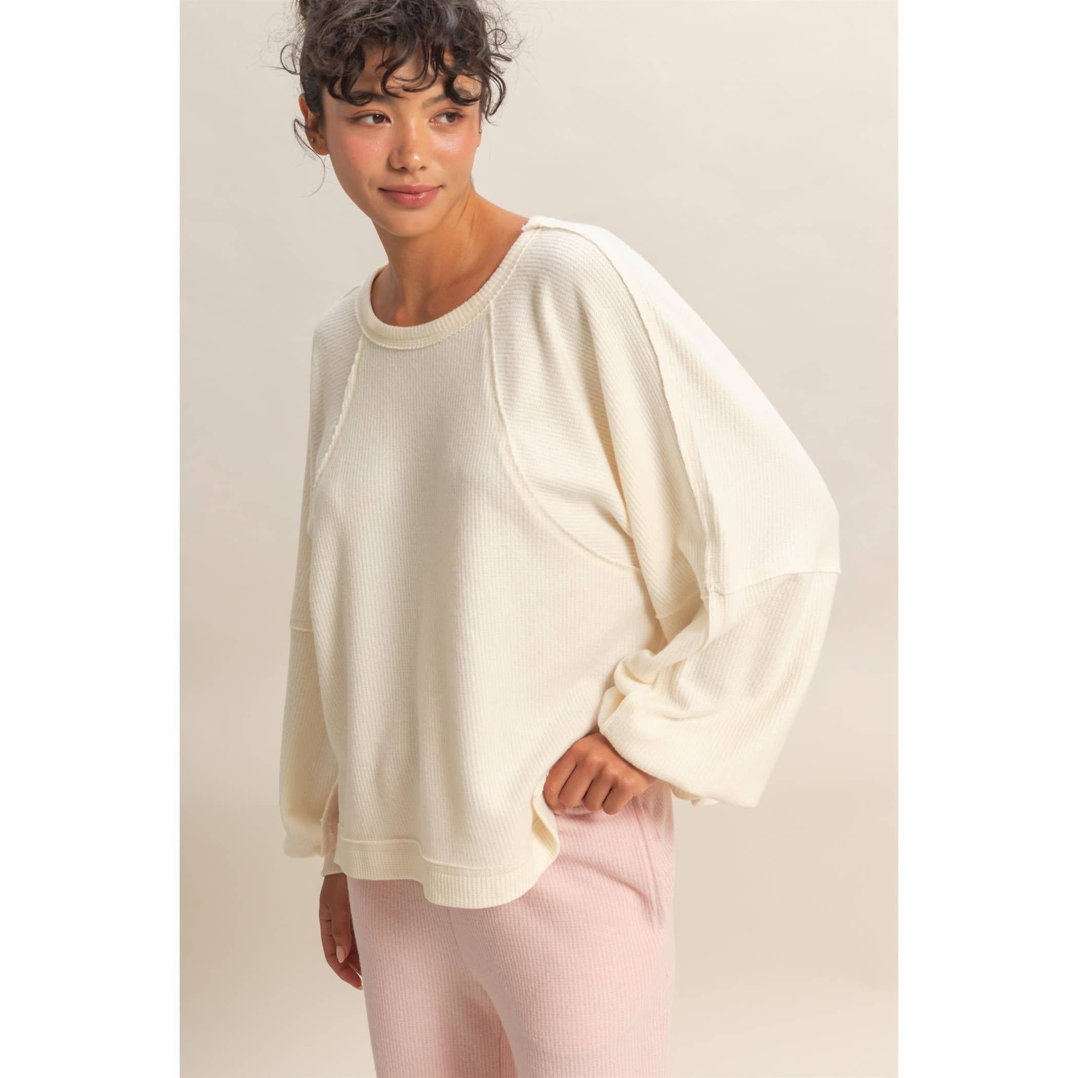 HYFVE - Vente Haut en maille – femme - Haut décontracté à manches longues en maille gaufrée brossée37