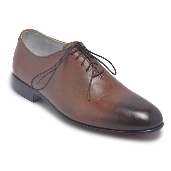 Scarpe da uomo formali in pelle bicolore marrone con lacci per la vendita all'ingrosso da parte di Leather Skin Shop