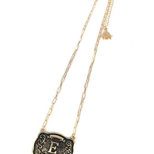 Snowing West - Wholesale Pendant/Charm Necklace - Western Belt Buckle Initial Necklace4