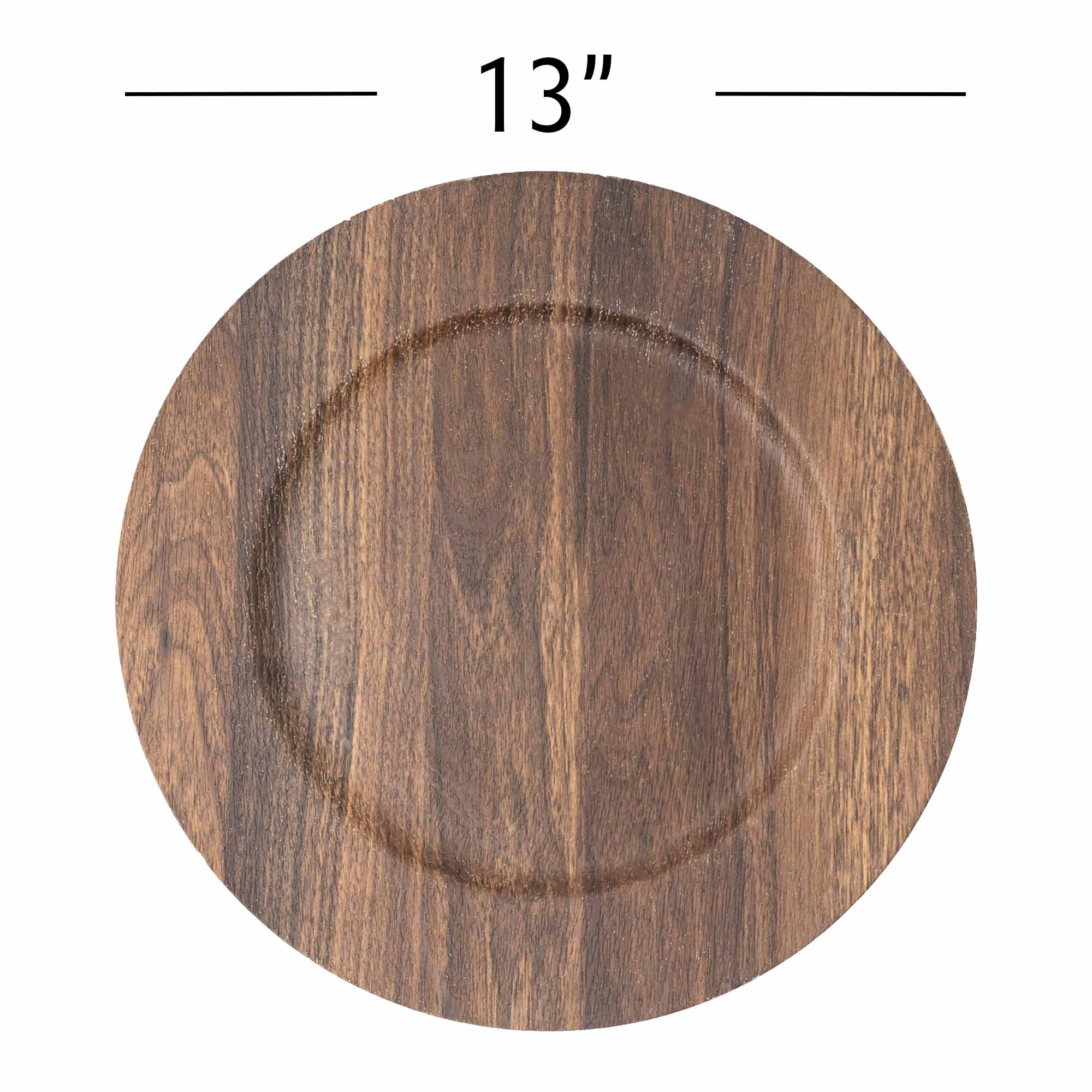 Portofino International Trading, USA - Vente Assiette de présentation - Plaque de chargement en plastique en faux bois 13" - Marron3