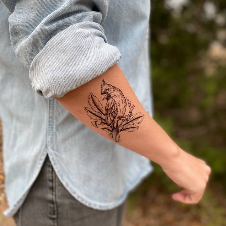 NatureTats - Wholesale Temporary Tattoo - Cardinal Bird Temporary Tattoo