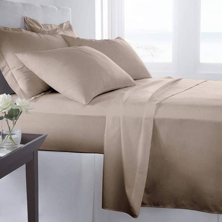 Johnson Home Premium Egyptian Cotton Sheet Set - Deep Pocket - 4 Piece - 1 Fitted, 1 Flat Sheet, 2 Pillowcases - Cozy 100 % Cotton Bed Sheets for wholesale by Textile City