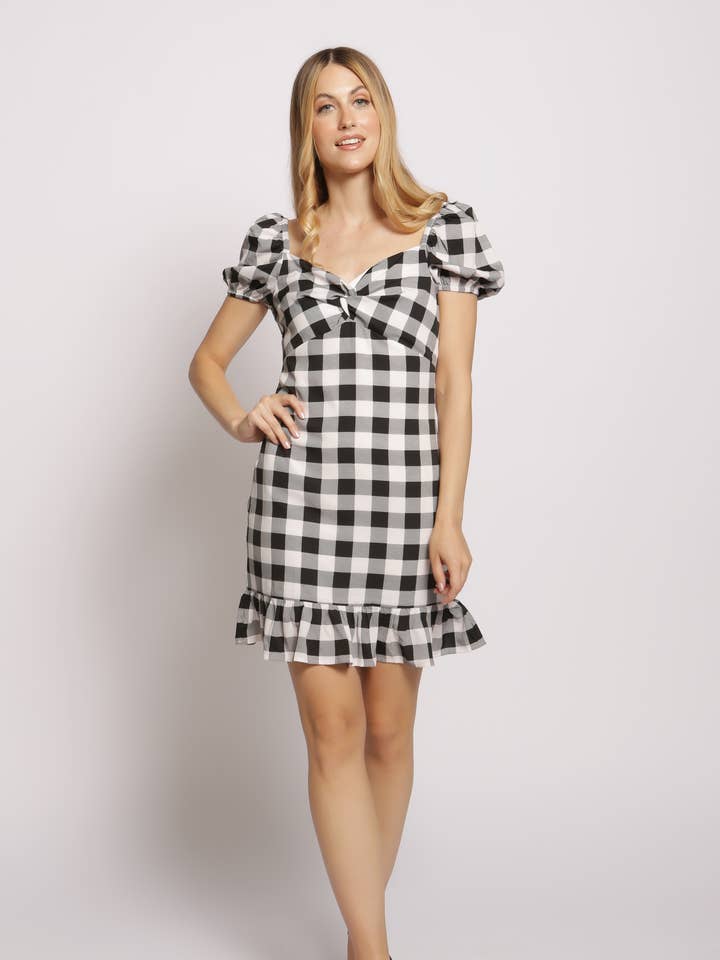 Robe vichy noire et blanche pour la vente par Cutie London