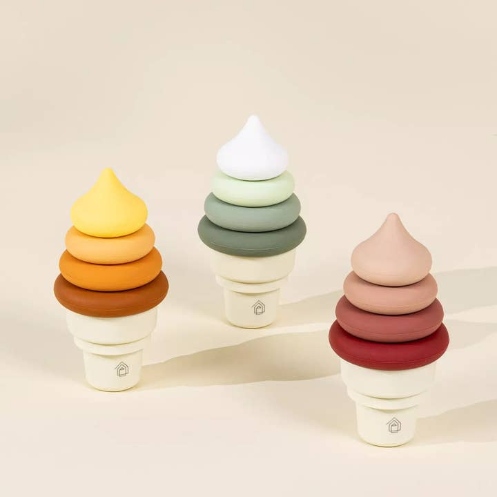 Coco Village - Wholesale Stacking Rings Game - Baby - 3 Sets of Silicone Stackable Ice Cream Cones (18 pcs)