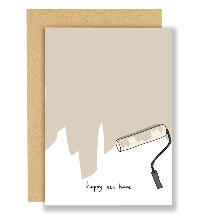 Eat the Moon | Greeting cards and stationery – Engroshandel Housewarmingkort – Nyt hjem - maleriprøve beige kokon
