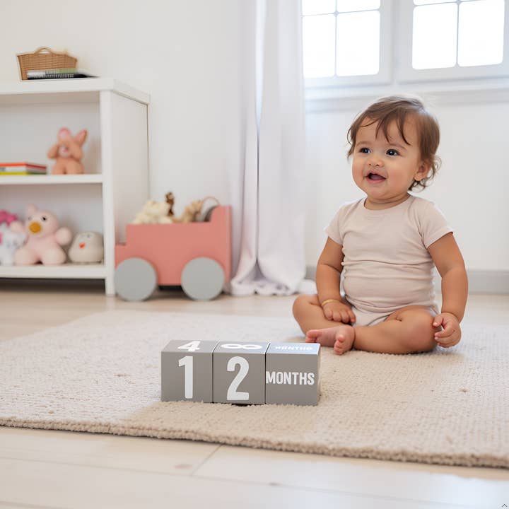 Kate & Milo - Wholesale Milestone Age Block - Kids & Baby - Wooden Milestone Age Blocks Photo Prop6