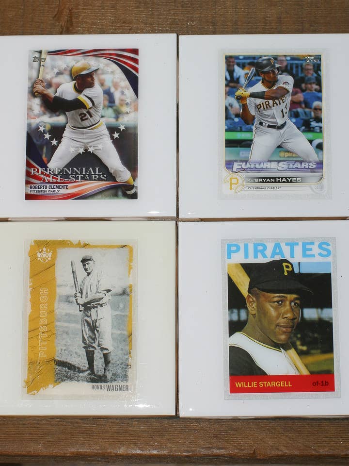 Pittsburgh Pirates Coasters Ceramic Tile Made from Cards for wholesale by Jake and Dean Uncommon Coasters