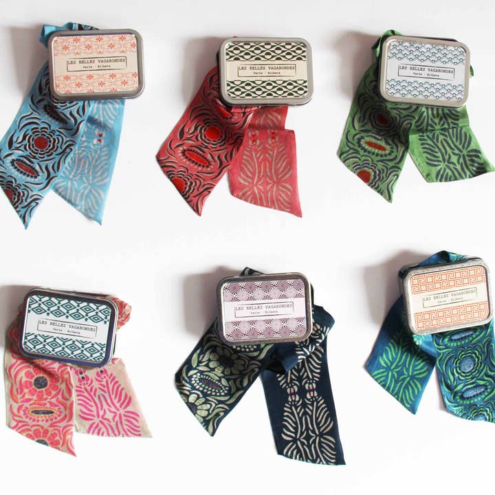 Les Belles Vagabondes - Vente Foulard – femme - Bandeau Camelia Vert Green2