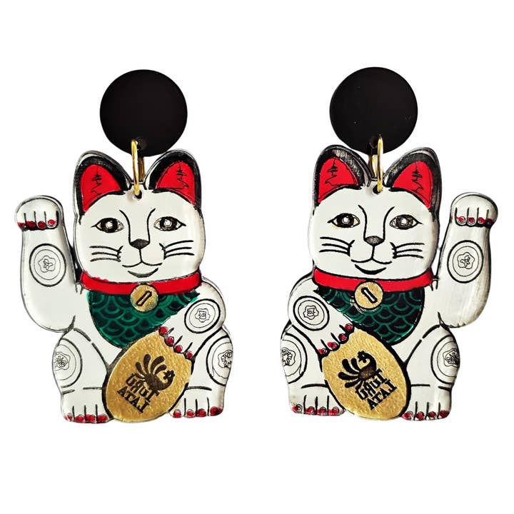 Turulata - Venta al por mayor Pendientes colgantes - GATO DE LA SUERTE grande