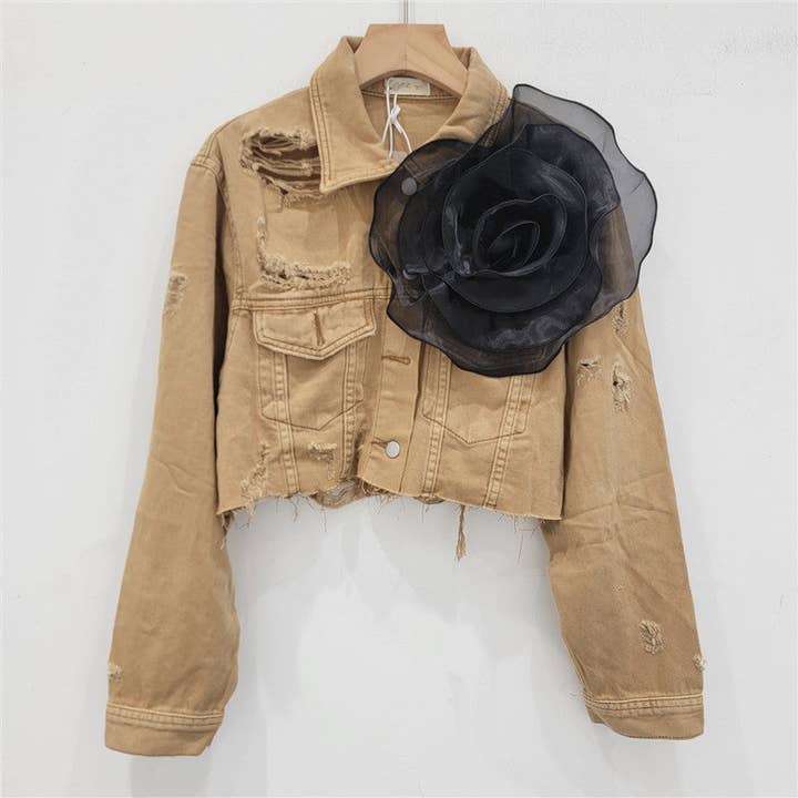 SALINA TRADING INC - Wholesale Denim Jacket - Women's - Distressed Denim Jacket with Floral Design15