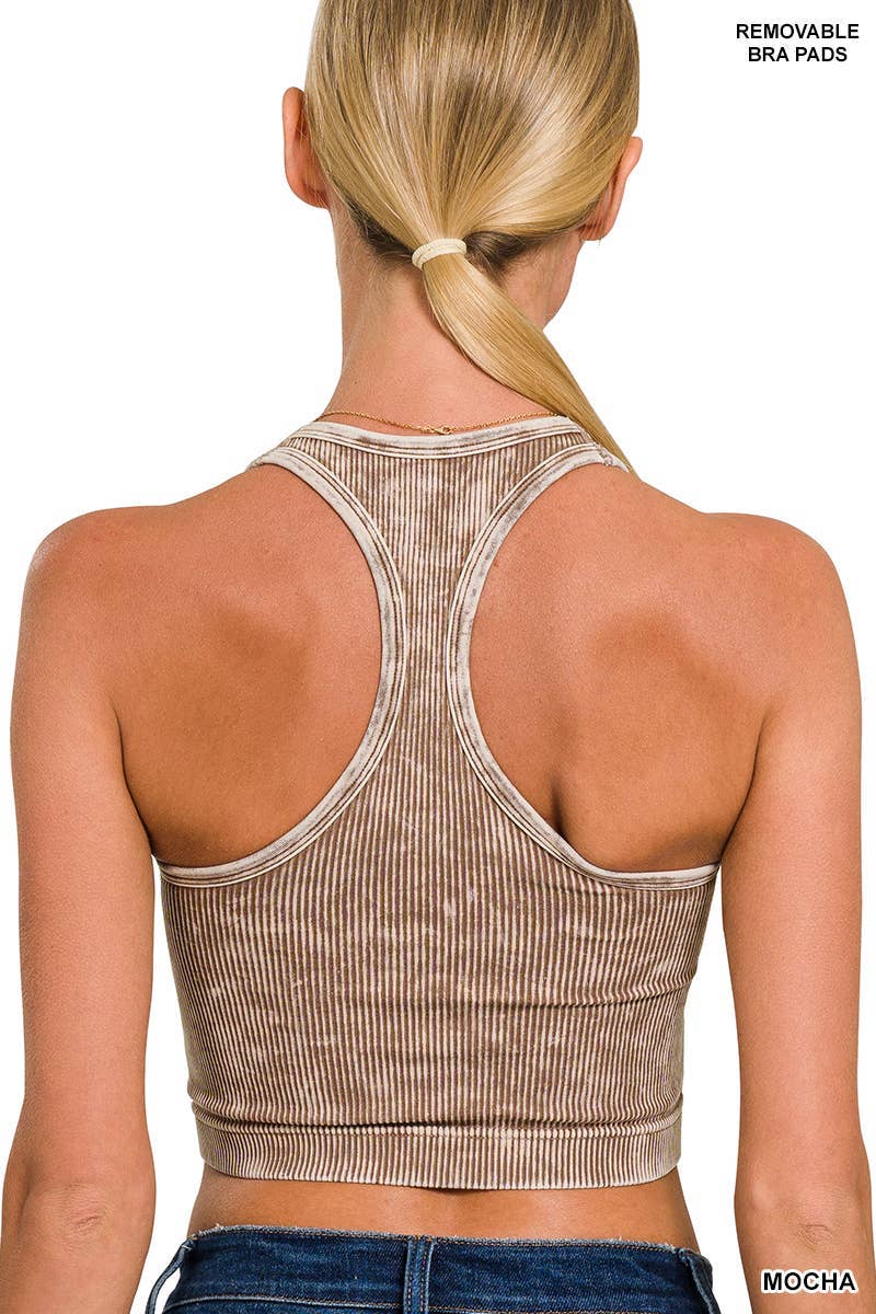 Vanilla Monkey - Wholesale Tank Top - Women's - Washed Ribbed Seamless Cropped Tank Top W Bra Pads2