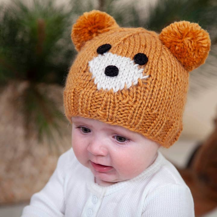 Acorn Kids - Venta al por mayor Gorro de lana - Niños - Gorro Bear Face Caramel2